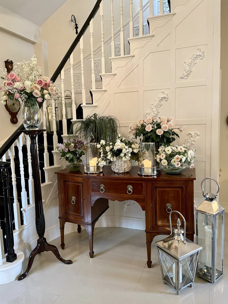 Quality Antique Edwardian Inlaid Mahogany Bow Fronted Sideboard - Image 4